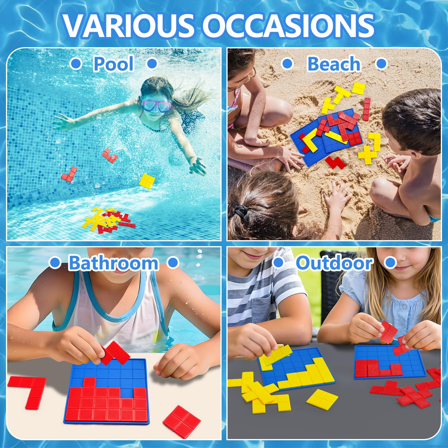 HEGYINI Pool Diving Block Puzzle Game for Kids - Underwater Sinking Building Block Set, Multi-Shape Geometric Swim Toy for Summer Pool Party, Ages 6+
