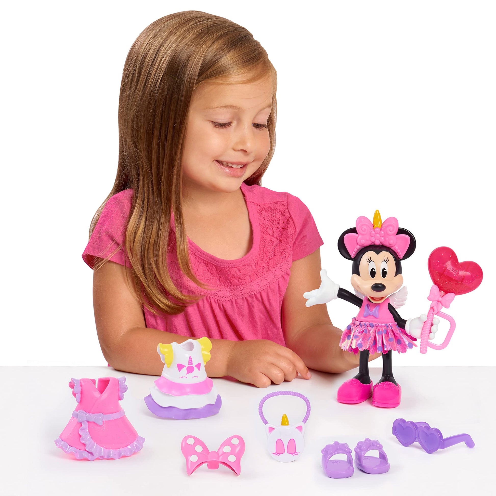 Disney Junior Minnie Mouse Fabulous Fashion Doll Unicorn Fantasy, 14-pieces, Pretend Play, Kids Toys for Ages 3 Up by Just Play