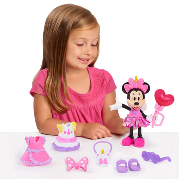 Disney Junior Minnie Mouse Fabulous Fashion Doll Unicorn Fantasy, 14-pieces, Pretend Play, Kids Toys for Ages 3 Up by Just Play