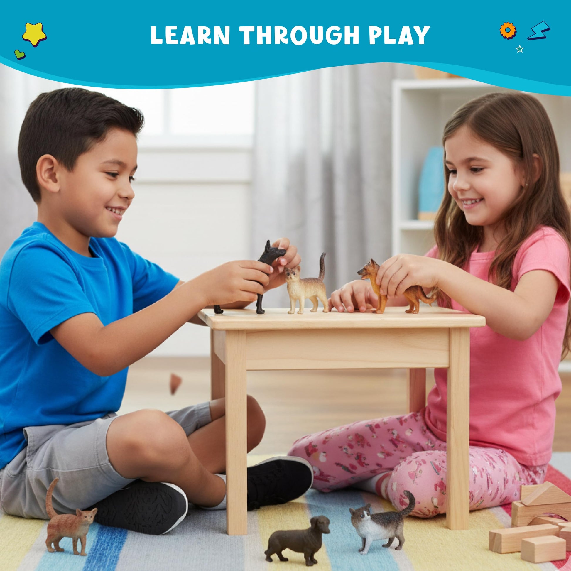 Get Ready Kids Pets Playset - 12 Animal Toy Set with Cats, Dogs & More
