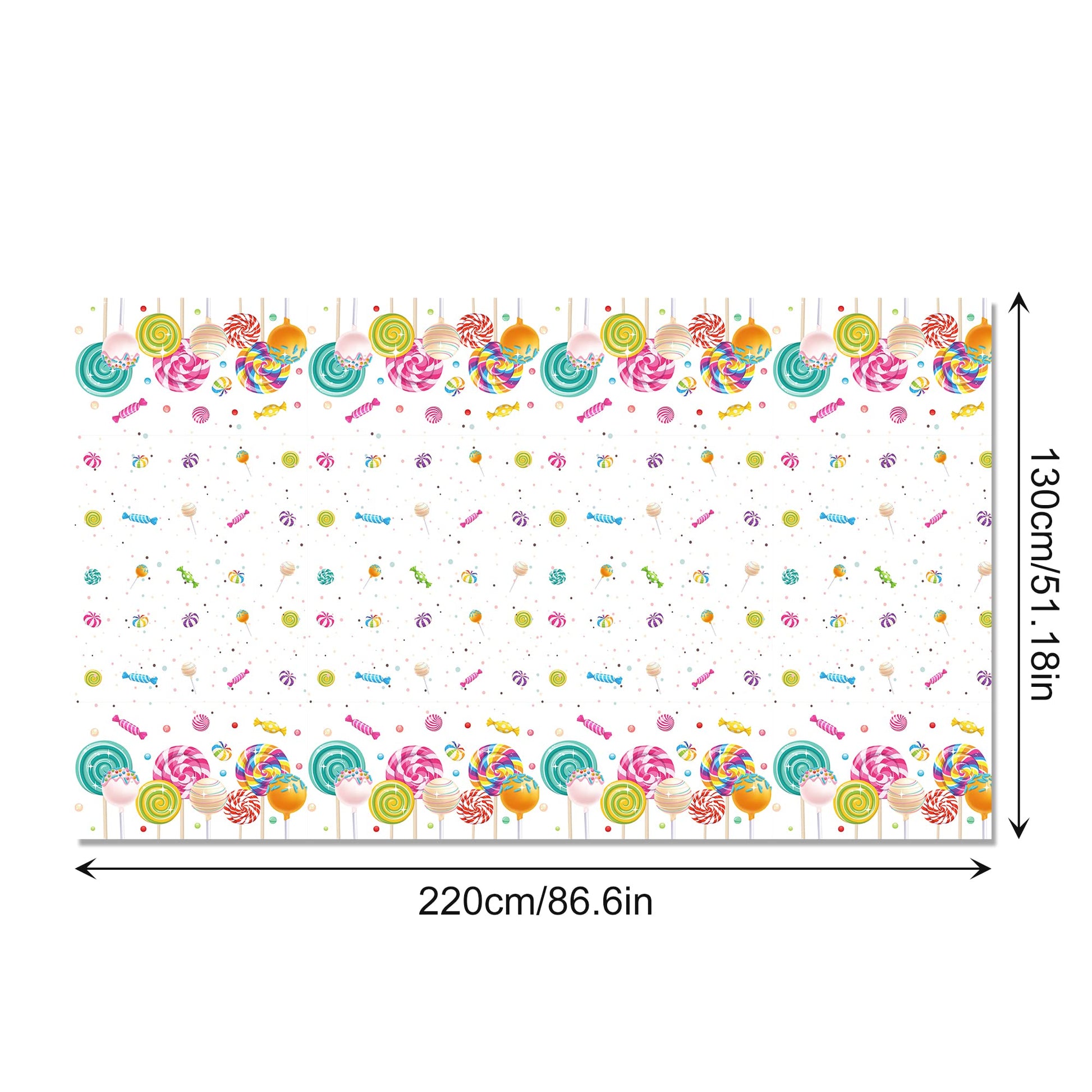 2Pcs Candyland Plastic Tablecloth Sweet Candy Candy Lollipop Tablecloth for Candyland Themed Birthday Party Baby Shower Decoration,54x87In (ZB231)
