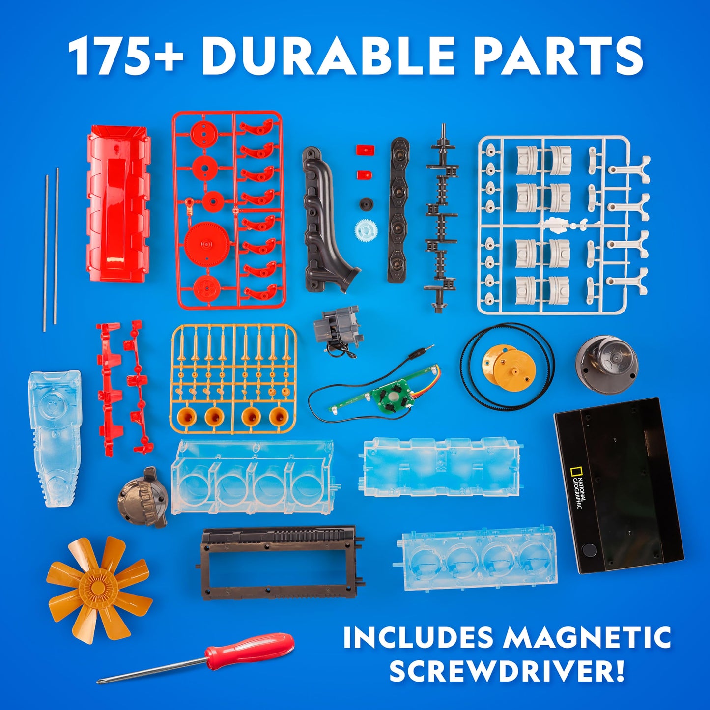 National Geographic 4-Cylinder Engine Building Kit Working Model for Kids
