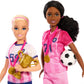 Barbie Careers Dolls & 15 Accessories, Soccer Player Playset Brooklyn” & Blonde Petite Player Dolls, 2 Nets, 2 Balls & More