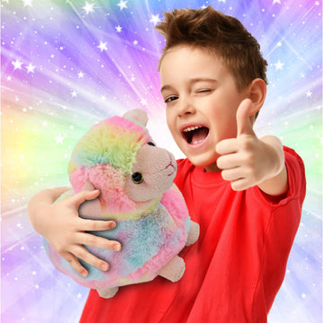 DolliBu Rainbow Sheep Stuffed Animal - Soft Huggable Sheep Stuffed Toy, Adorable Playtime Fantasy Plush Toy, Cute Cuddle Gifts for Kids and Adults - 8