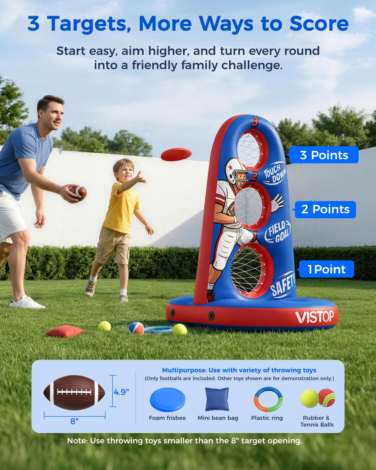 VISTOP Large Inflatable Football Toss Pool Game - Floating for Kids Adults