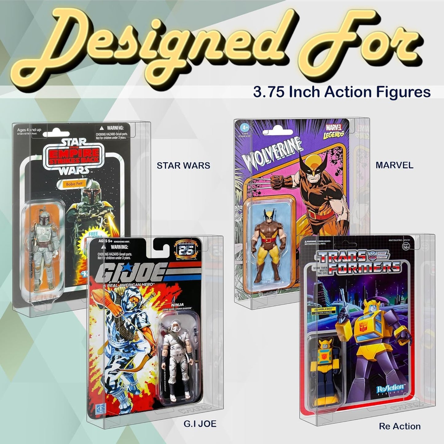 MALKO Protector Display Case for Carded 3.75 Inch Action Figures | Compatible with: Star Wars | Marvel | G.I Joe | 0.5 MM Thick Plastic (6 Pack)