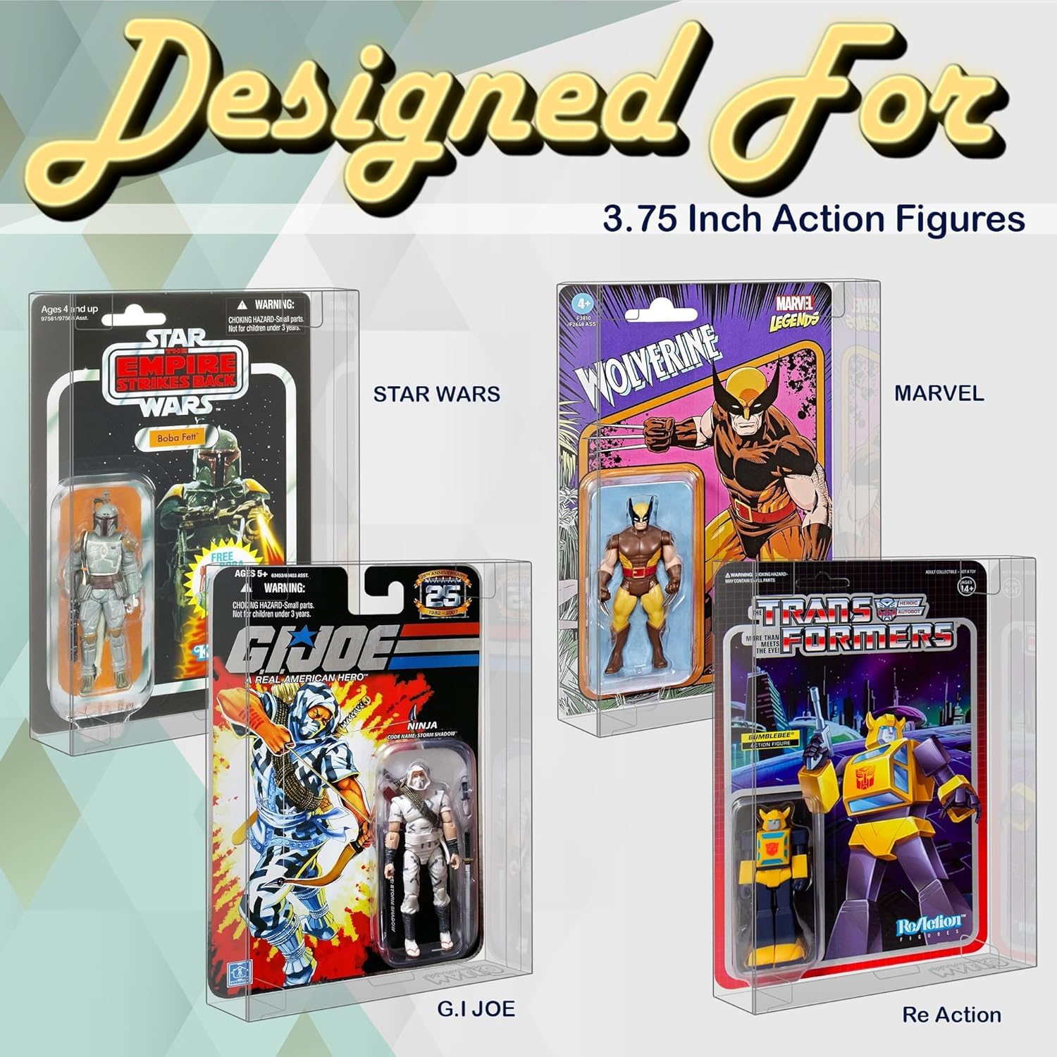 MALKO Protector Display Case for Carded 3.75 Inch Action Figures | Compatible with: Star Wars | Marvel | G.I Joe | 0.5 MM Thick Plastic (6 Pack)