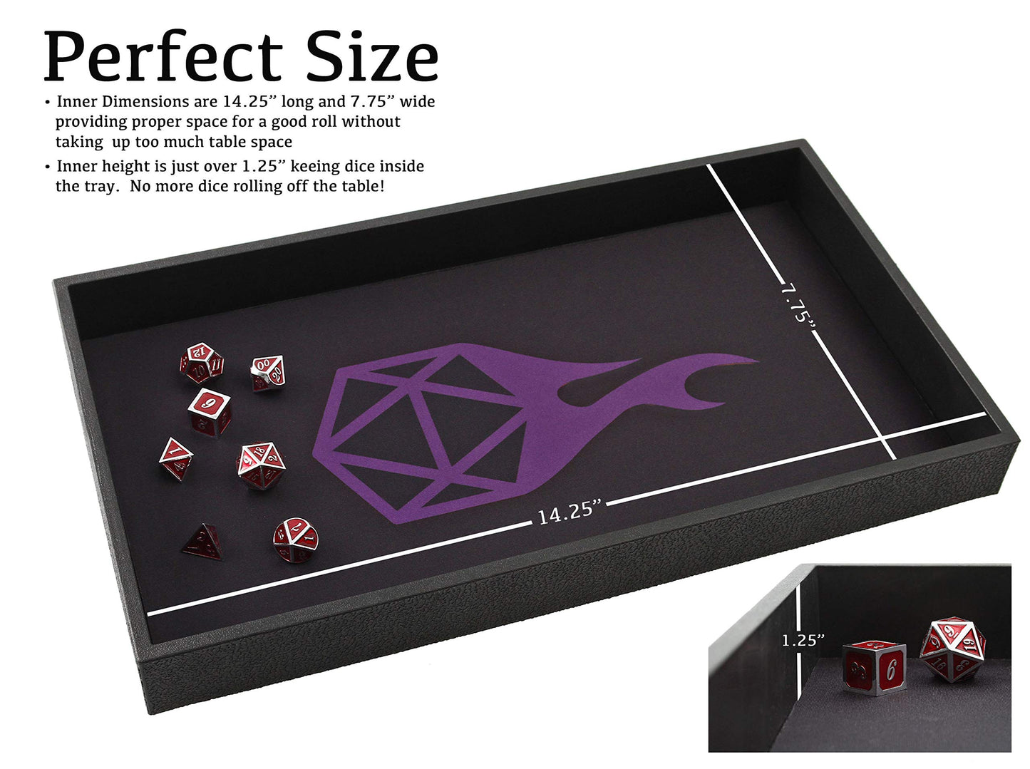 Forged Dice Co. Dice Tray 14" - Double Sided and Removable Neoprene Rolling Dice Mat - for Any Dice or Board Game, Tabletop RPGs Like D&D Pathfinder