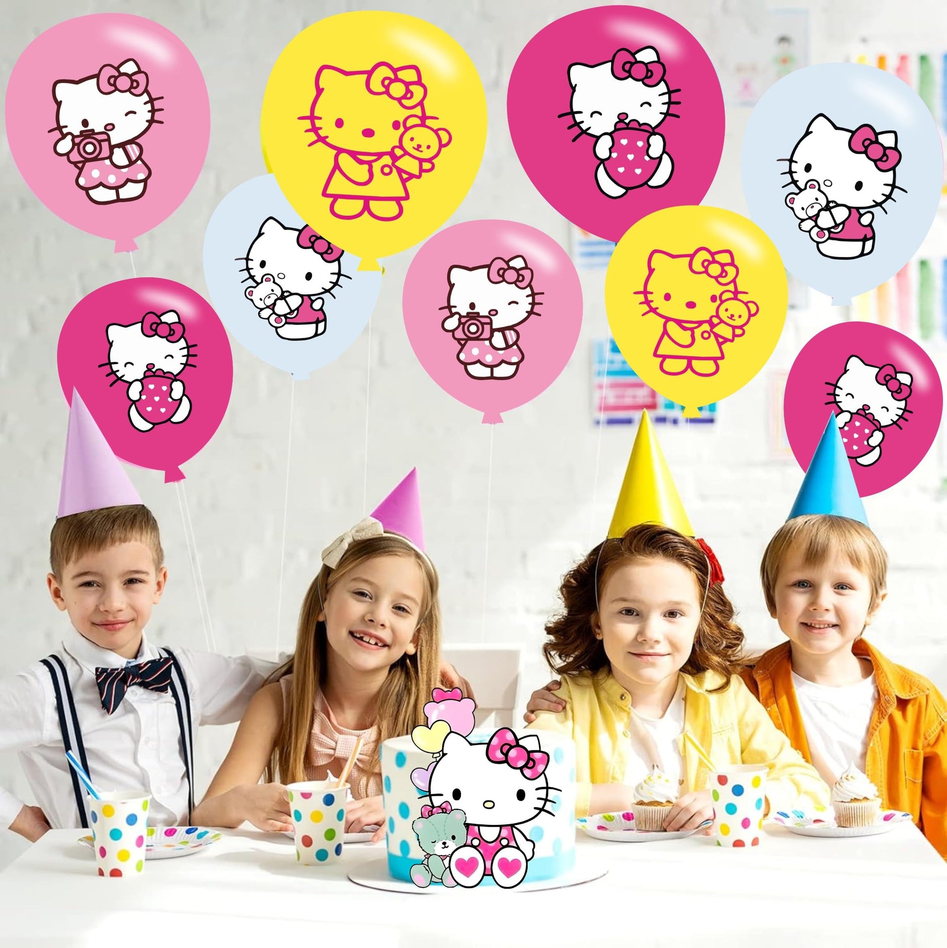 40pcs hello Pink Cats Birthday Party Balloons for Pink Cats Themed Birthday Party Decorations Supplies - 12 Inch