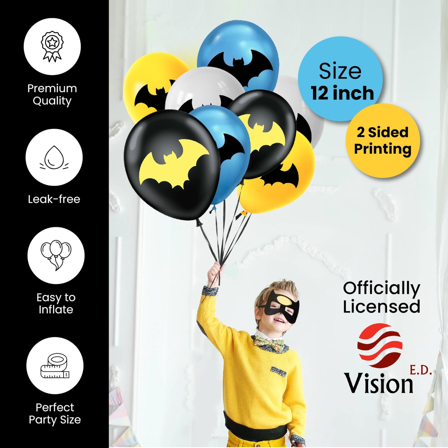 Bat Superhero Large Happy Birthday Banner 6" Party Decoration for Kids