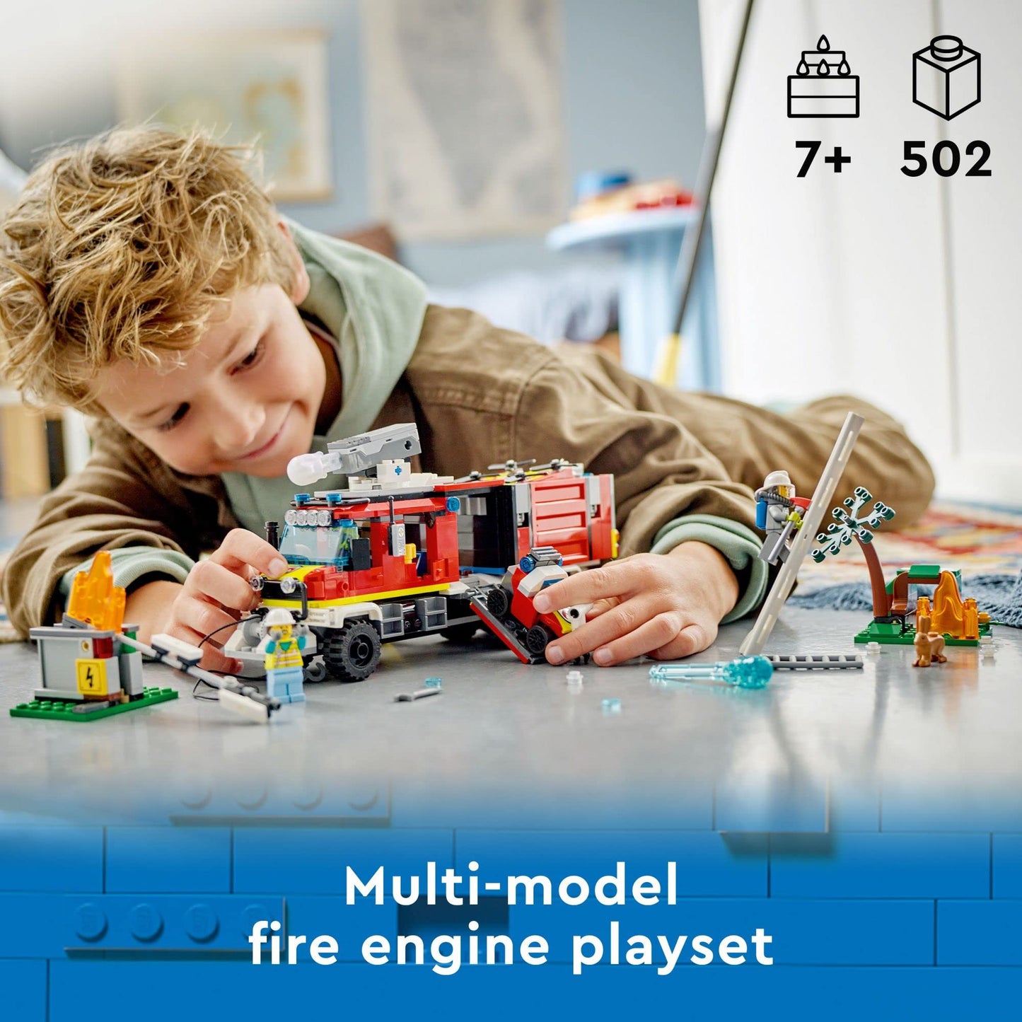 LEGO City Fire Command Truck Building Set - Fire Truck Toy with Land & Air Drones for Boys & Girls, Ages 7+ - Kids Pretend Play Toy with 3 Minifigures