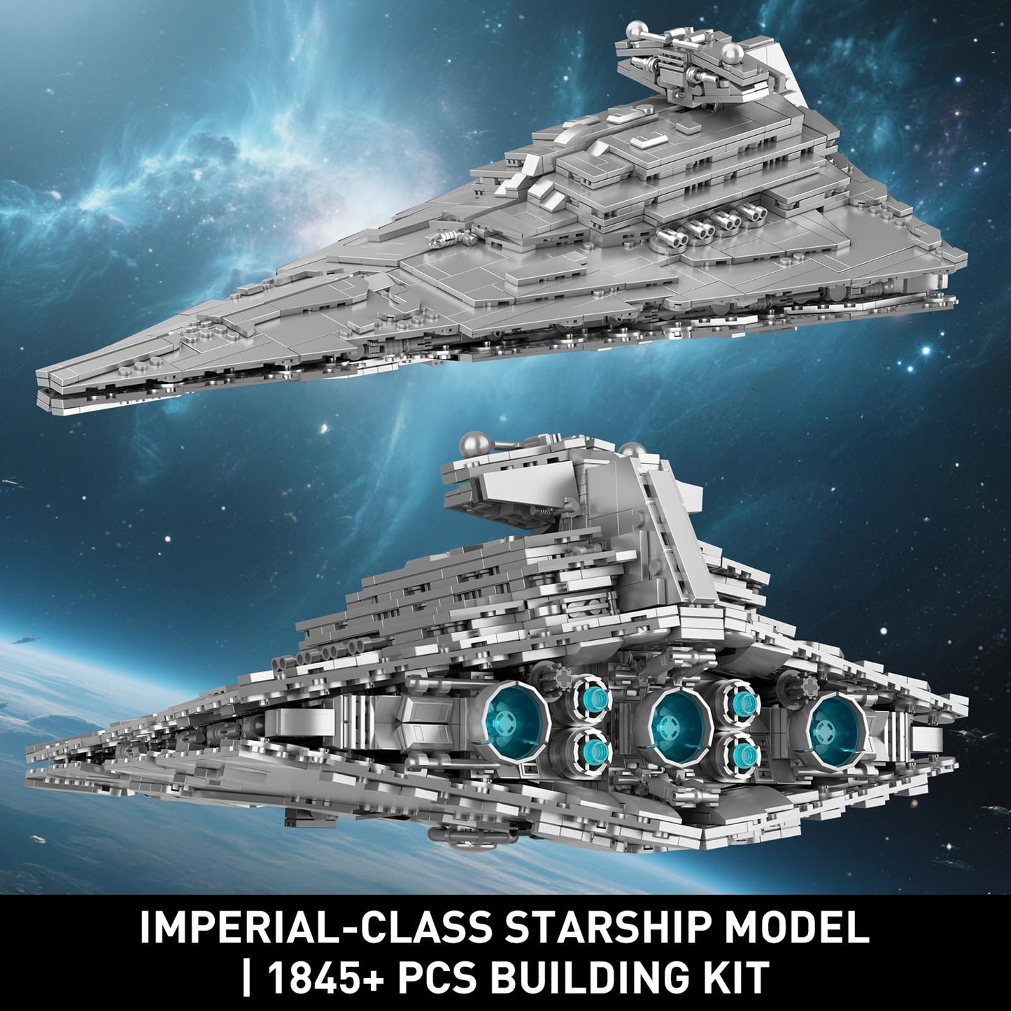 wbbw JG073 Imperial-Class Destroyer Model, 1845-Piece Spaceship Building Set, Build & Display Building Toy for Adults Collector Age 14+