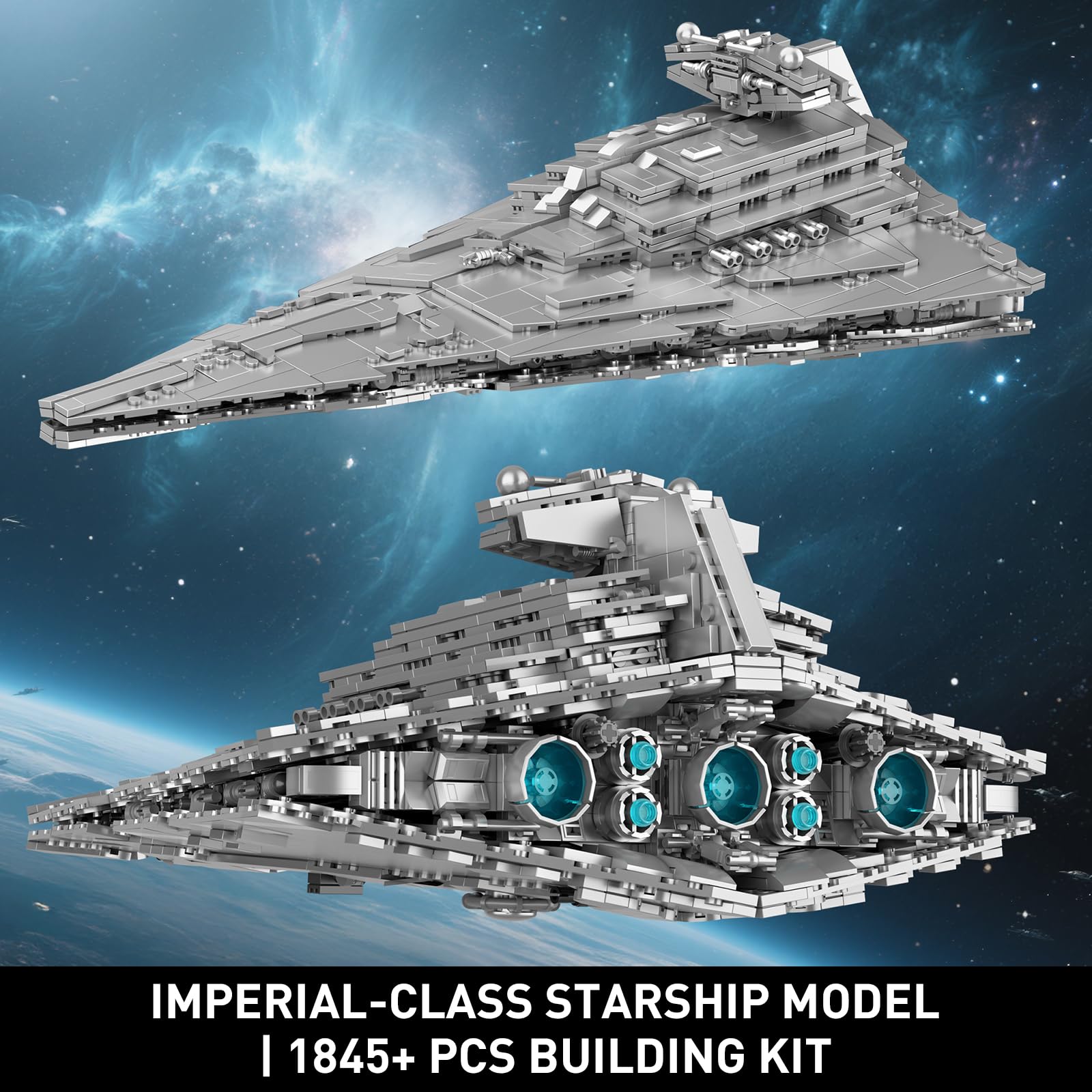 wbbw JG073 Imperial-Class Destroyer Model, 1845-Piece Spaceship Building Set, Build & Display Building Toy for Adults Collector Age 14+