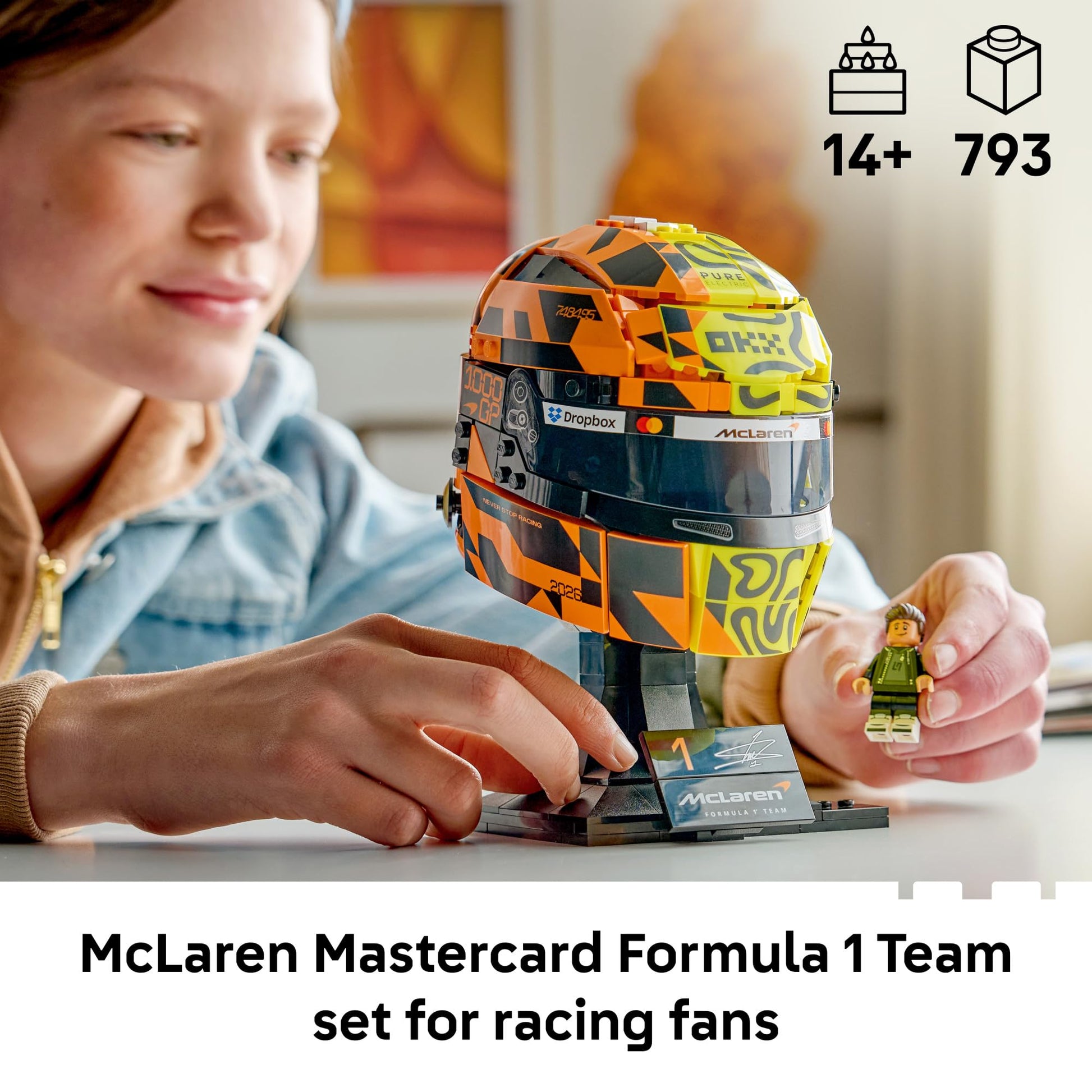 LEGO Editions McLaren MasterCard F1 Team Lando Norris Helmet - Building Set for Adults, Ages 18+ - F1 Bedroom, Office or Shelf Decor for Fans - Gift