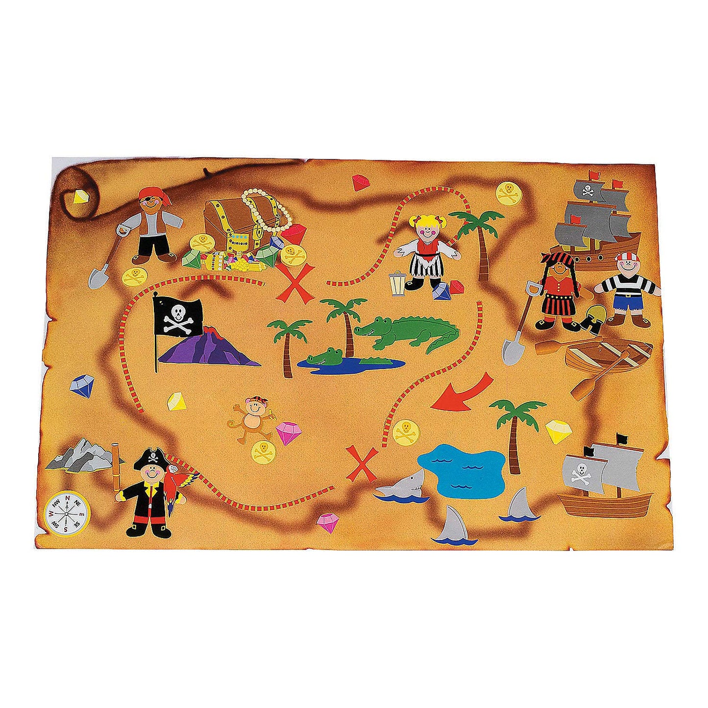 DIY Giant Treasure Island Map Sticker Scenes - 12 Backgrounds and 12 Sticker Sheets - Pirate Party Activity for Kids
