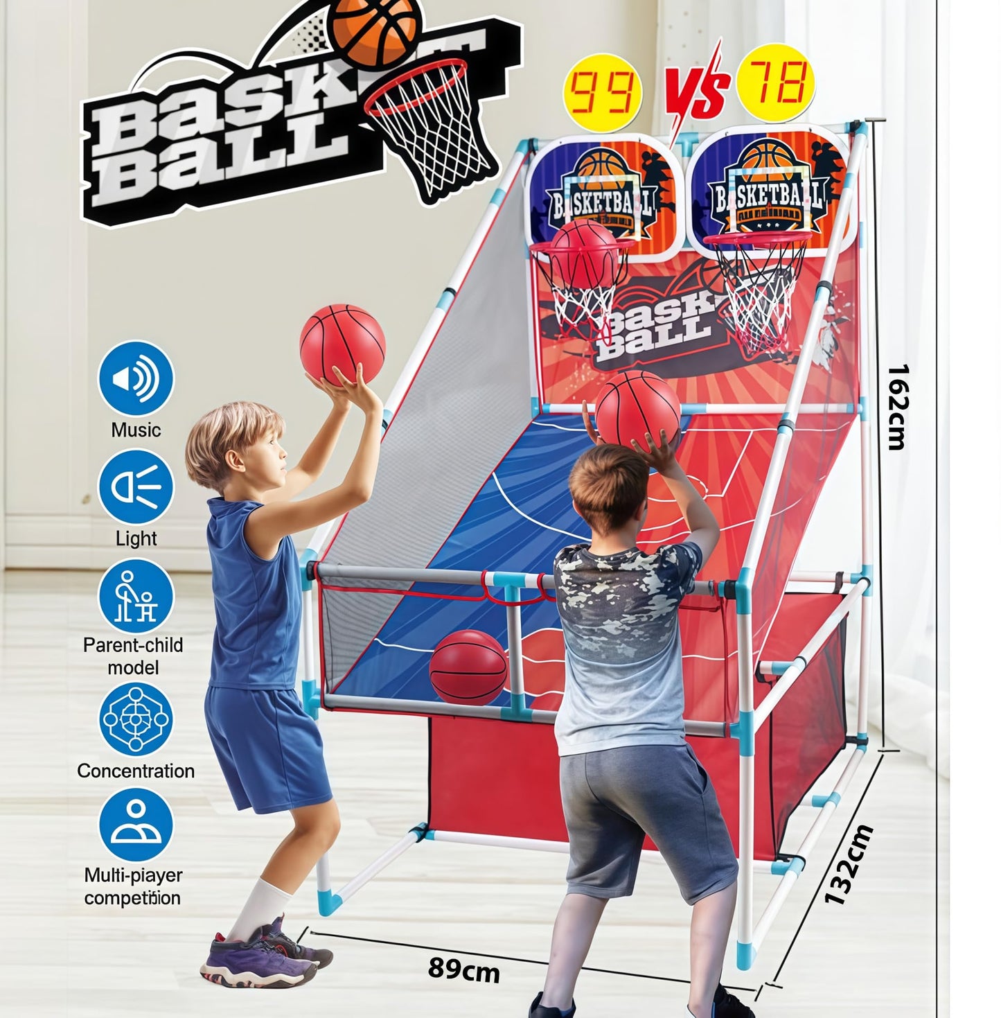 Basketball Arcade Game, Double Basketball Hoop indoor Sports Game for kids