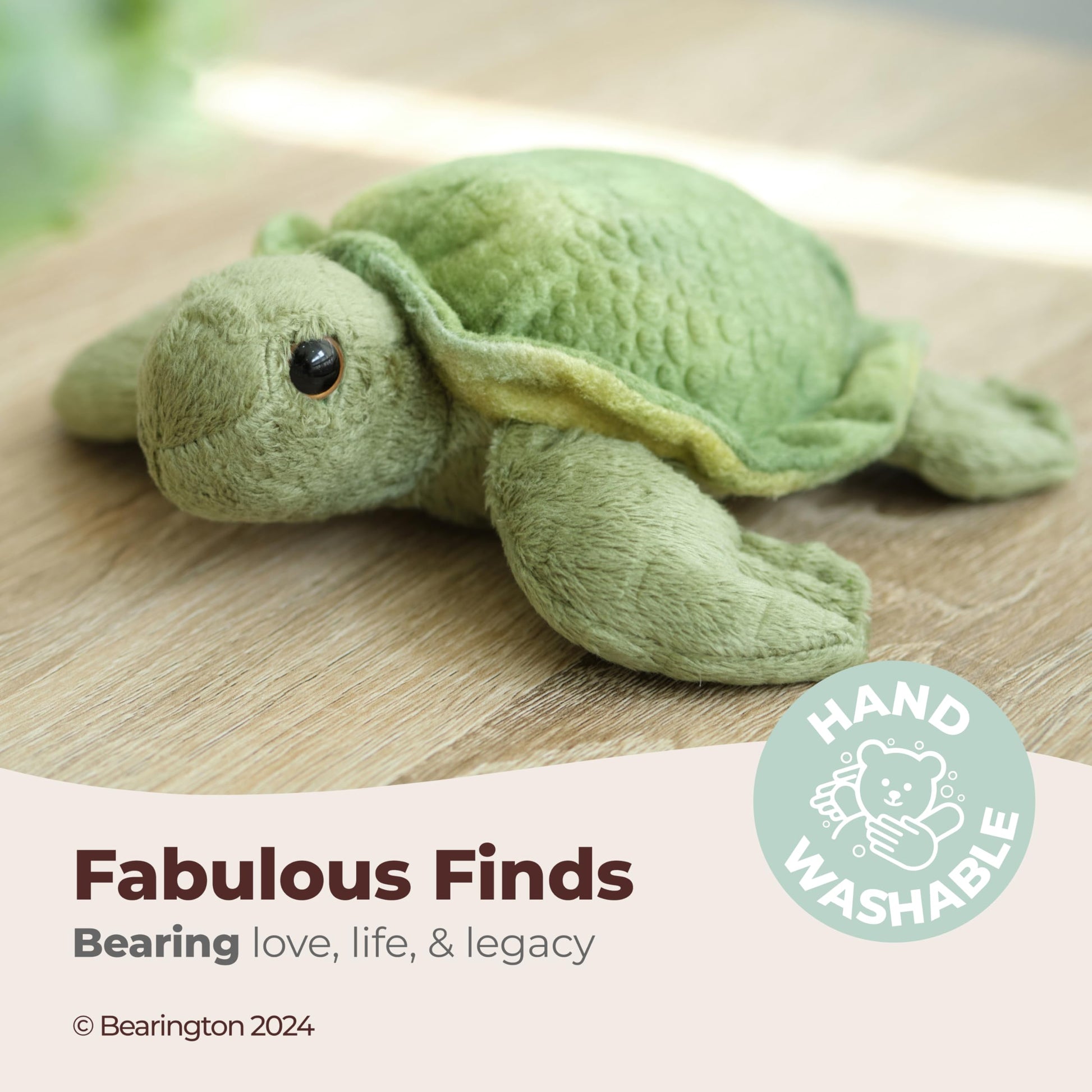 Bearington Lil' Shelton Sea Turtle Stuffed Animal - 7" Plush Sea Turtle Toy with Soft Green Shell and Patterned Belly - Adorable Cuddly Turtles Gift
