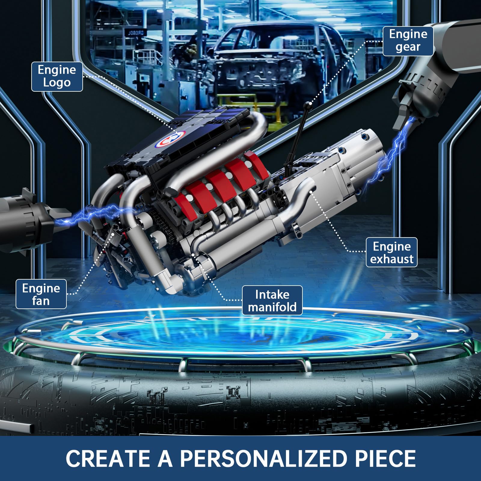 Mould King V8 Model Engine Kit for Adults, 1169 PCS Motor STEM Building Set