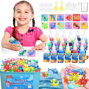 Lovyi Magic Water Elf Toy Kit,Aqua Fairy Water Gel Kit,DIY Squishy Maker with 18 gels &12 Shape Toolings,Magic Gel Water Pets,Squishy Making kit,Toys