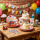 168pcs Firetruck Paper Plates Napkins Fire Truck Party Supplies Serve 24