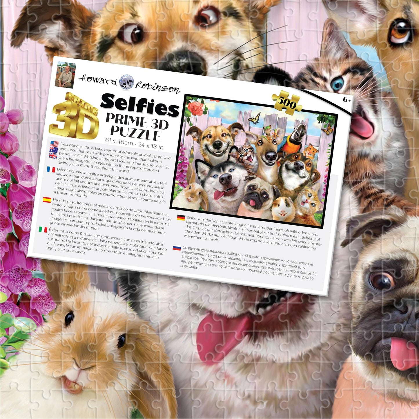 Prime 3D | Selfies Howard Robinson | Pet | 500 Piece 3D Jigsaw Puzzle for Adults and Kids | Finished Size 24" x 18" | Challenging & Fun for Adults