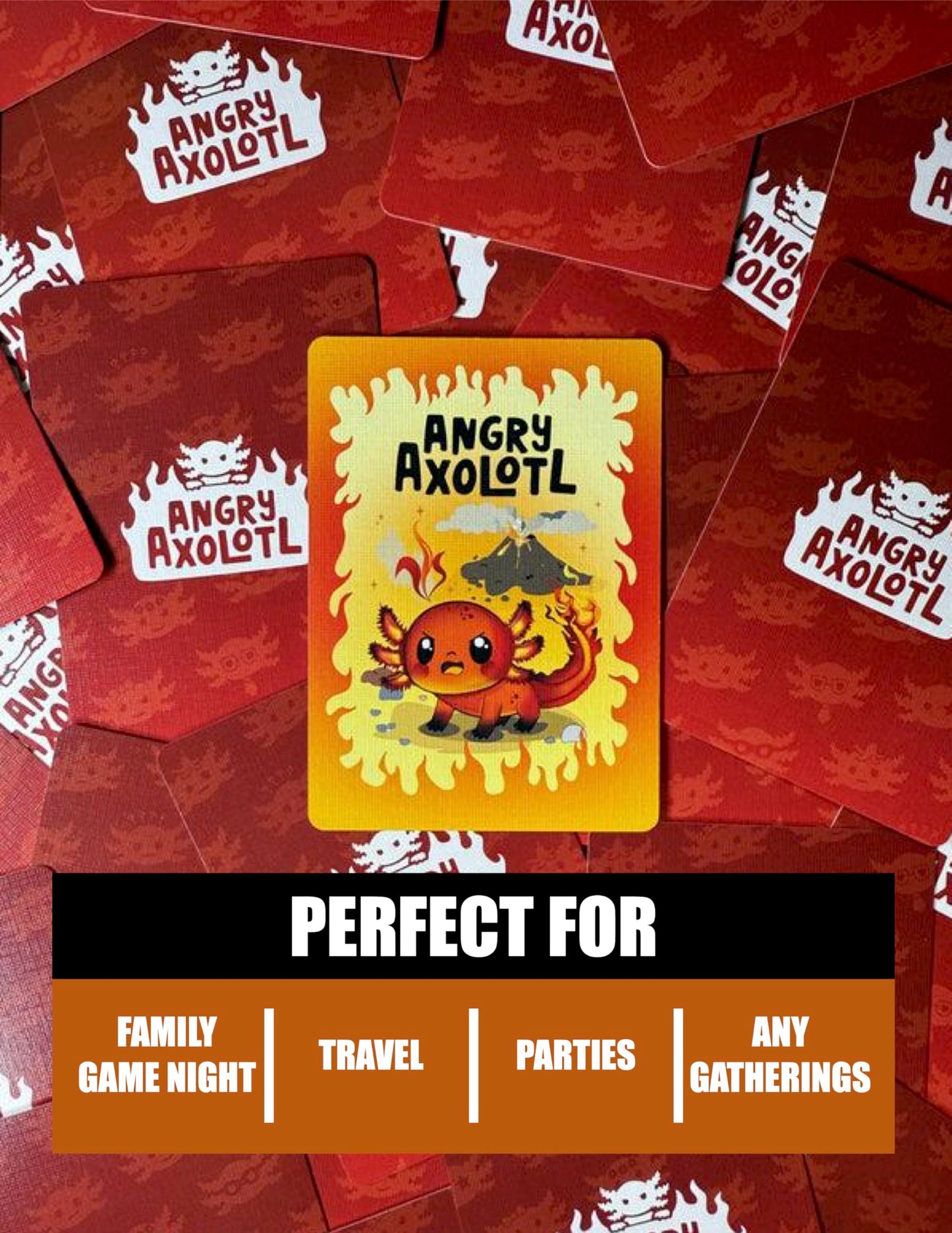 Angry Axolotl Card Game, Fast-Paced Family Party Game, Ages 7+, 2-6 Players, 51 Playing Cards with Instructions, 15 Minute Playtime, Made in USA
