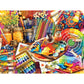 Bits and Pieces 500 Piece Puzzles for Adults - Art Studio - Large 18" x 24" Jigsaw Puzzles 500 Pieces Colorful Art Supplies, No 2 Pieces Alike