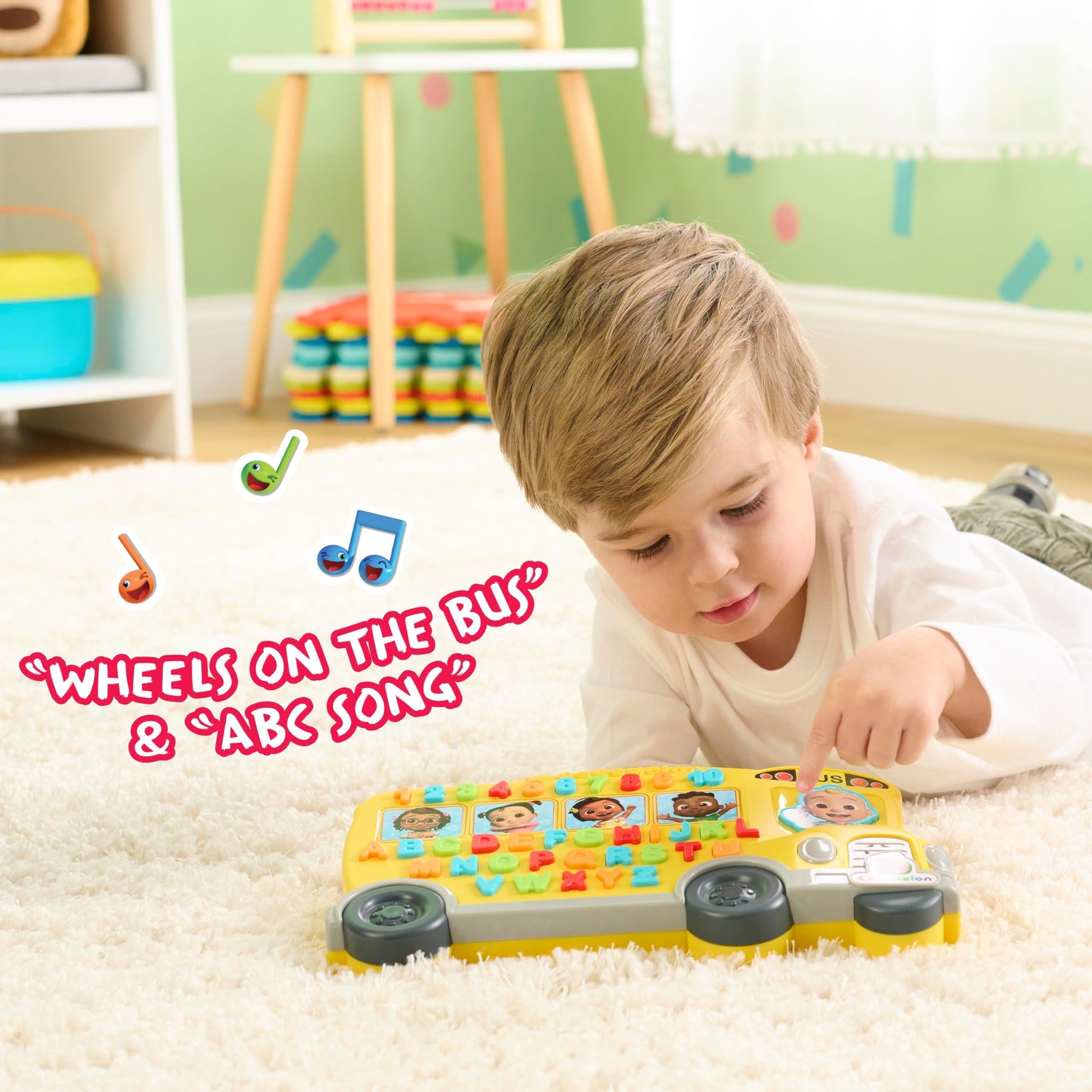 Just Play Cocomelon Learning Bus, Over 85 Learning Phrases, Counting, Alphabet, Music, Sounds, Yellow, Kids Toys for Ages 18 Month