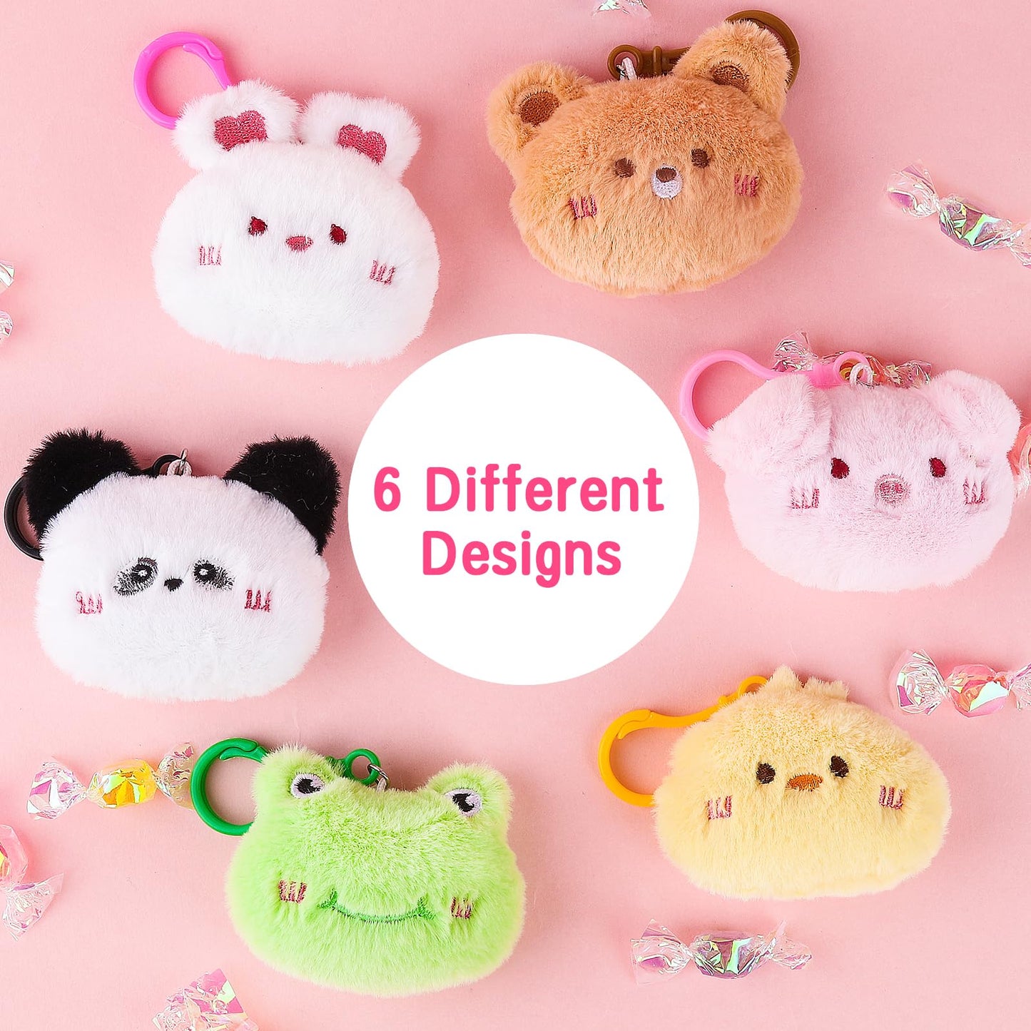 Niceup Bulk 28pcs Plush Keychains Mini Stuffed Animals for Kids Party Favors Goodie Bags Gift Mini Claw Machine Toys