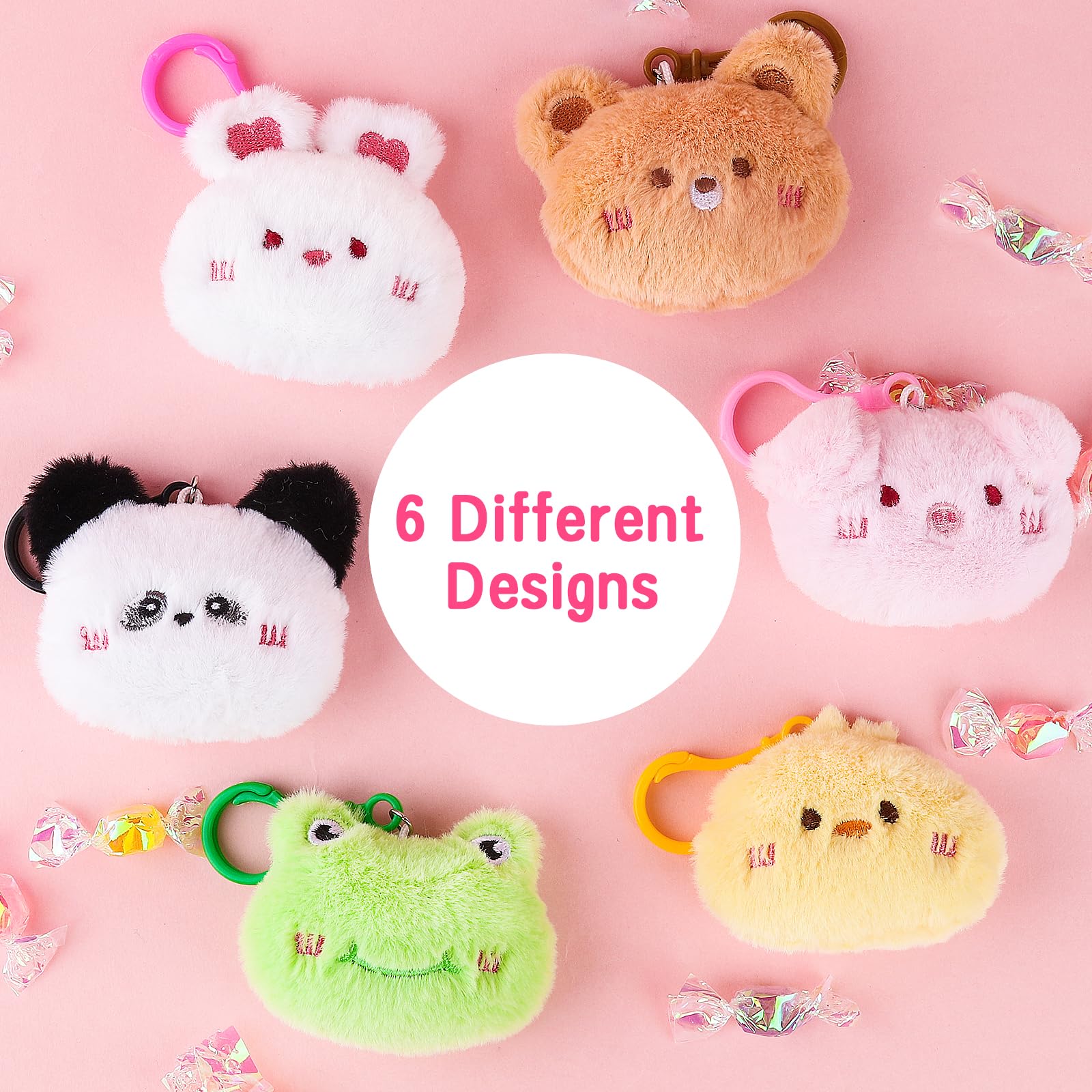 Niceup Bulk 28pcs Plush Keychains Mini Stuffed Animals for Kids Party Favors Goodie Bags Gift Mini Claw Machine Toys