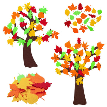 EIRMEON 2 Pack Fall Tree of Thanks Craft Kit,DIY Felt Fall Tree Board Foam with 120 Pieces Autumn Maple Leaf Stickers Self Adhesive Gifts