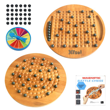 Magnetic Chess Game Set,Double Sided Hardwood Board Game with 30Pcs Magnet Balls,Develop Intelligence,Brain Exercise Magnetic Strategy Games