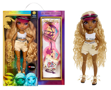 Rainbow High Pacific Coast Harper Dune- Sand (Light Yellow) Fashion Doll with Outfit, Pool Accessories Playset, Interchangeable Legs, Toys for Kids