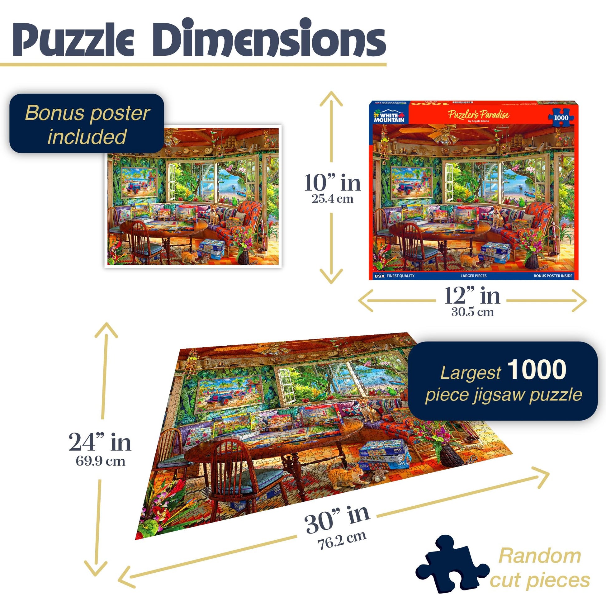 White Mountain 1000 Piece Jigsaw Puzzle Scenic Lake, Puzzler’s Paradise