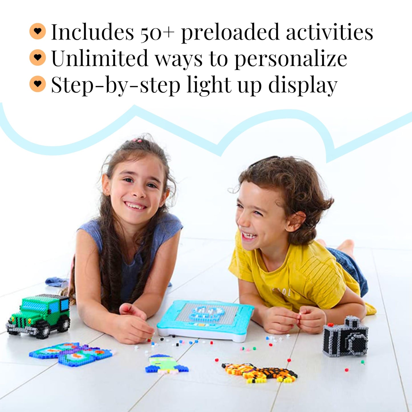 Flycatcher smART Pixelator 2.0 - LED Pattern Guide for Fuse Bead Crafts, 2D & 3D Designs, Free App-Connected STEAM Toy, Birthday Gift Ages 7+