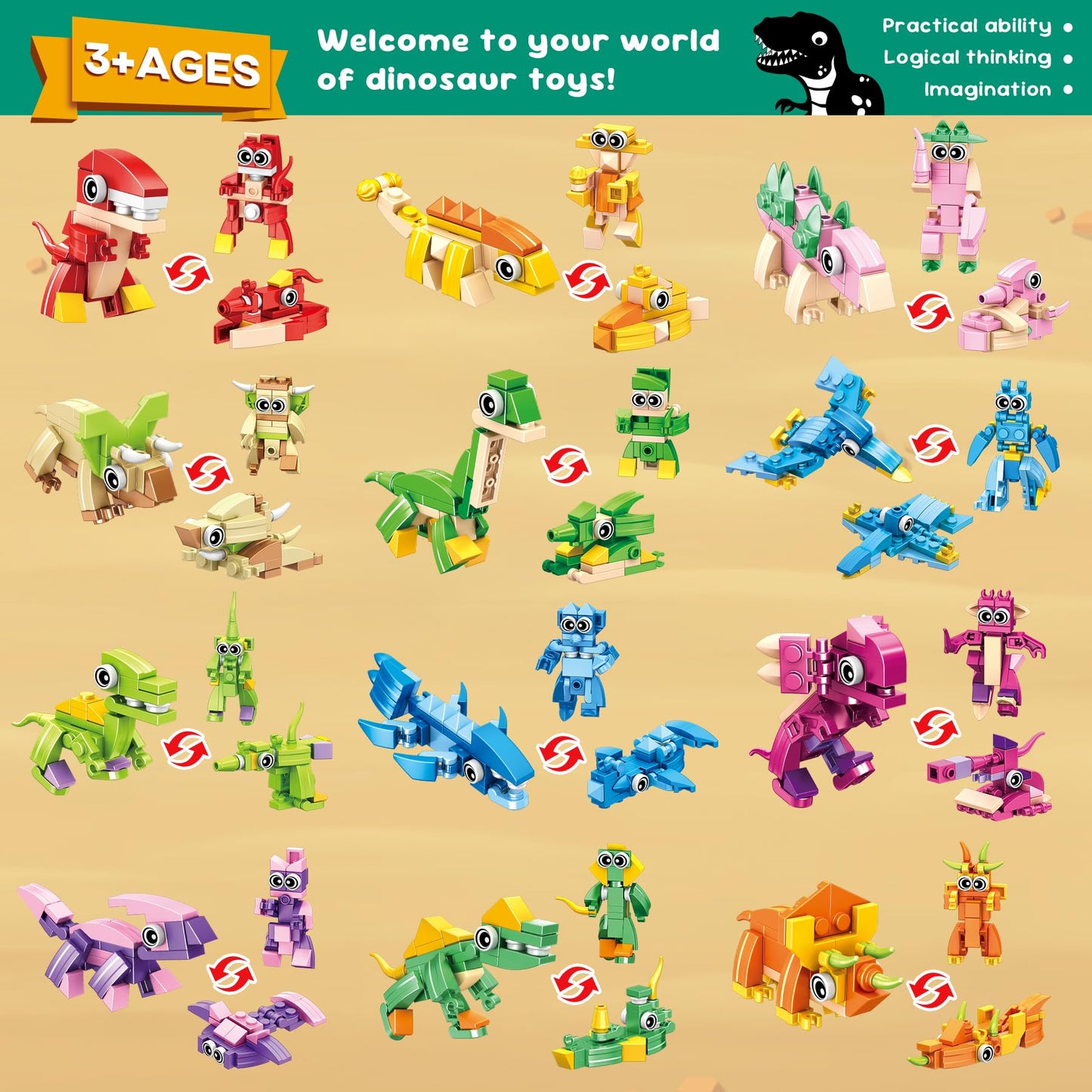 ZIYOSTAR 24 Party Favors Kids Building Blocks Dinosaur, Sea Animals Pool Party Favors Building Set for Birthday, Classroom Prizes,Goodies Bag Filling