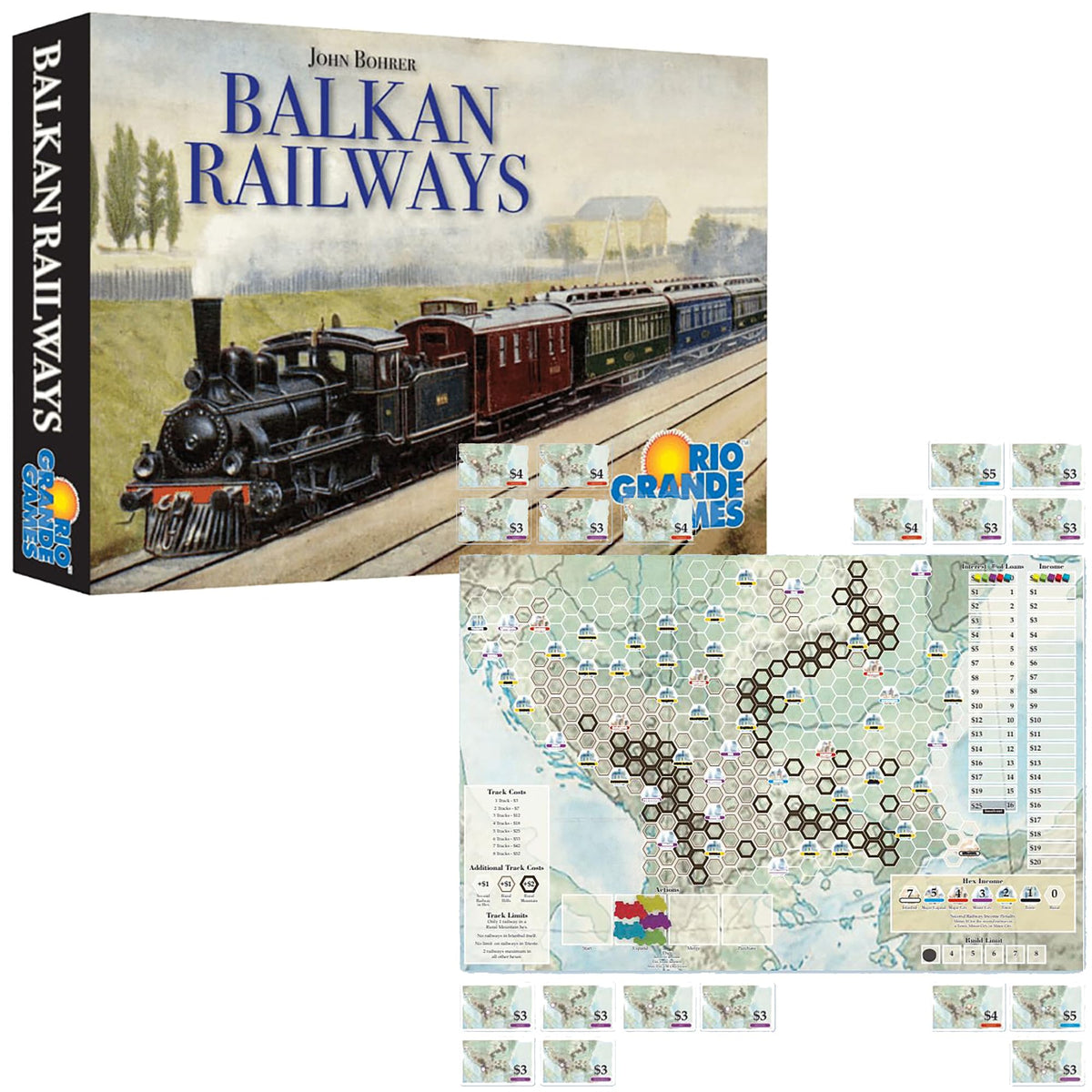 Rio Grande Games Balkan Railways Economic Strategy Board Game, No Luck, 3-5 Players, 45-90 Min