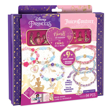 Make It Real - Disney Princess X Juicy Couture Hearts of Fashion - DIY Charm Bracelet Making Kit w/Disney & Juicy Couture Charms - Arts & Crafts Bead