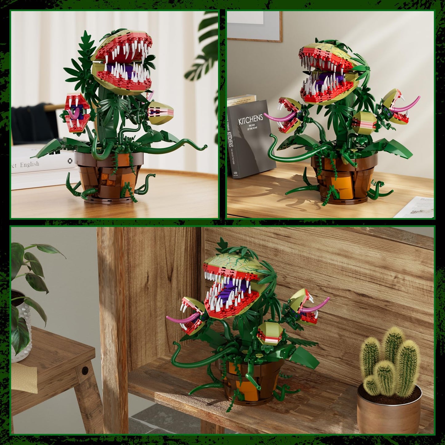 Audrey II 2 Piranha Plants Botanicals Building Blocks Set Compatible with Lego, Horrors Toy Kit Flowers Shop Decor and Gift for TV Film Fans Families