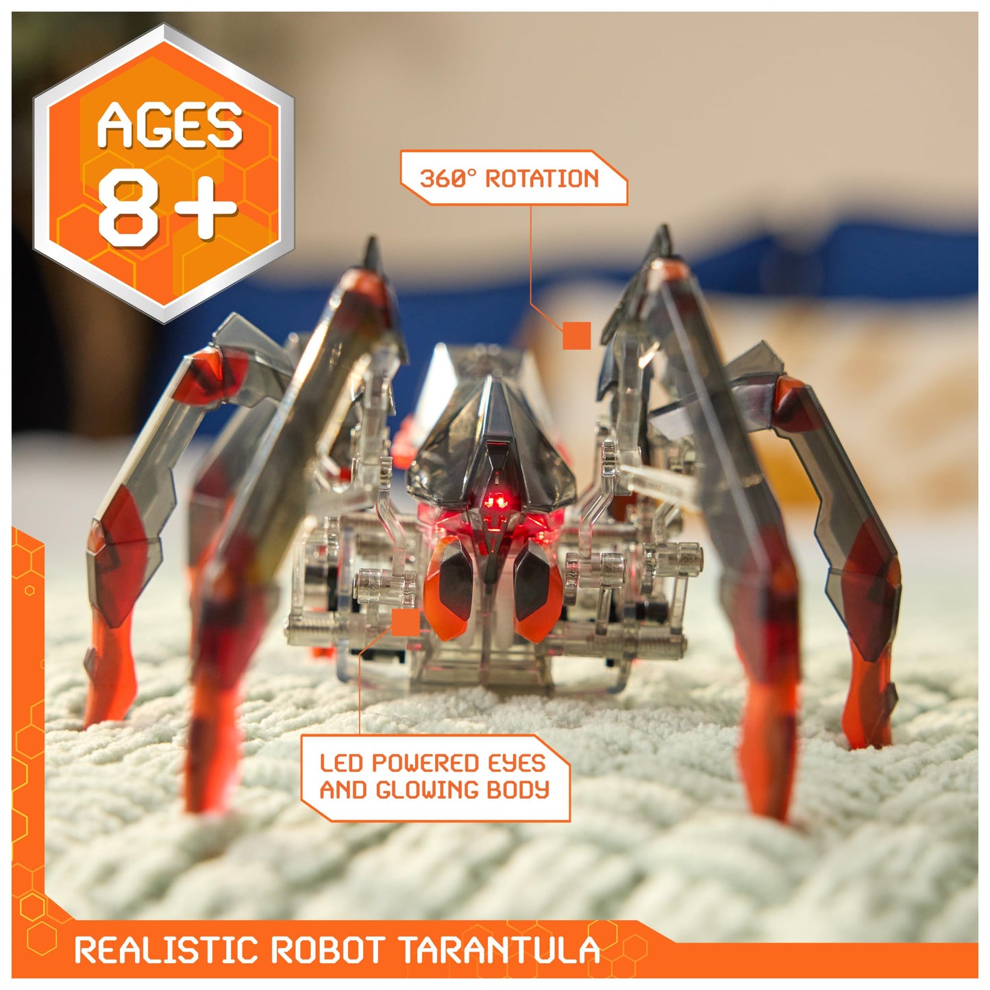 HEX Bots Remote Control Tarantula, Rechargeable Robot Spider Toys for Kids, Adjustable Robotic Tarantula Spider, Robot Toys for Boys & Girls Ages 6