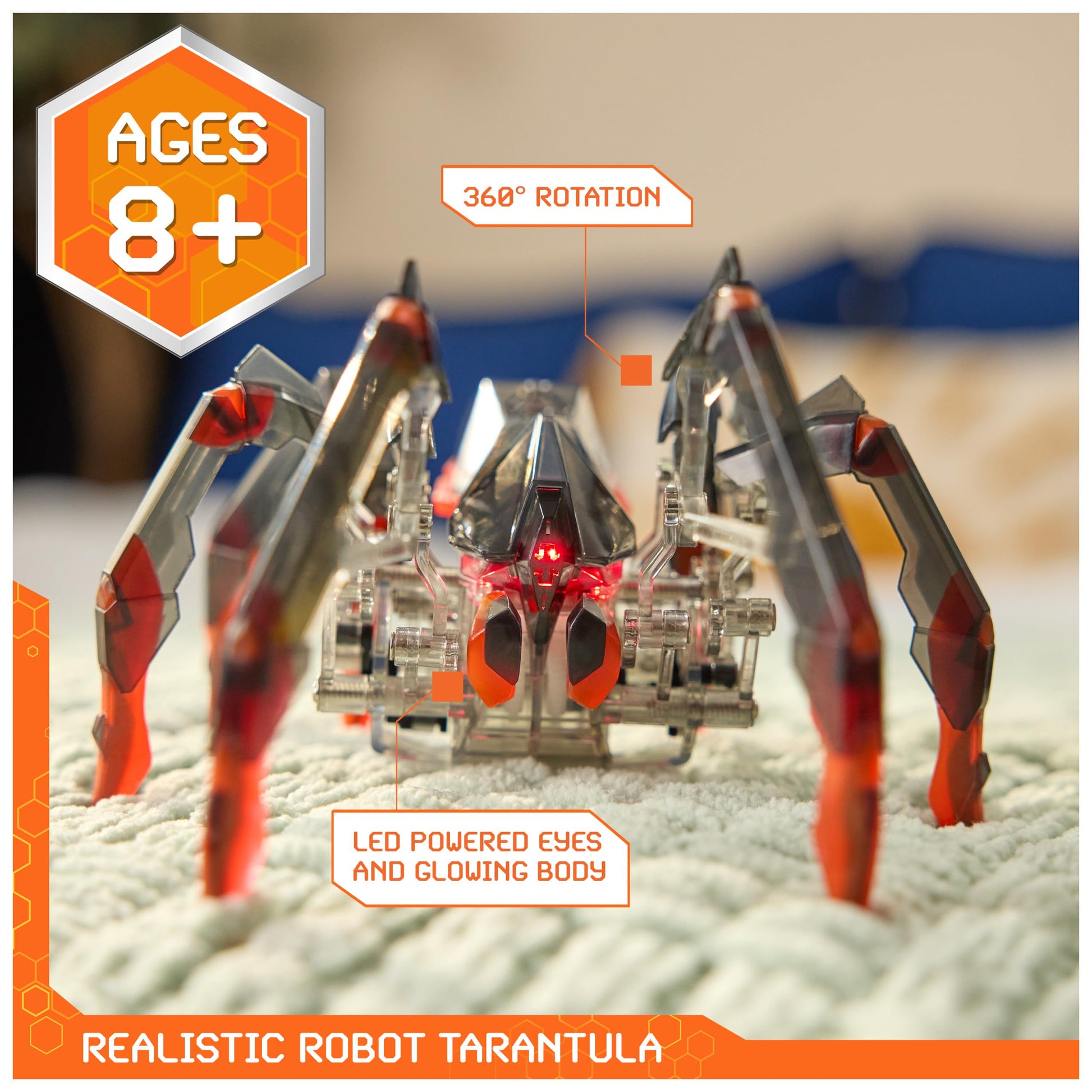 HEX Bots Remote Control Tarantula, Rechargeable Robot Spider Toys for Kids, Adjustable Robotic Tarantula Spider, Robot Toys for Boys & Girls Ages 6