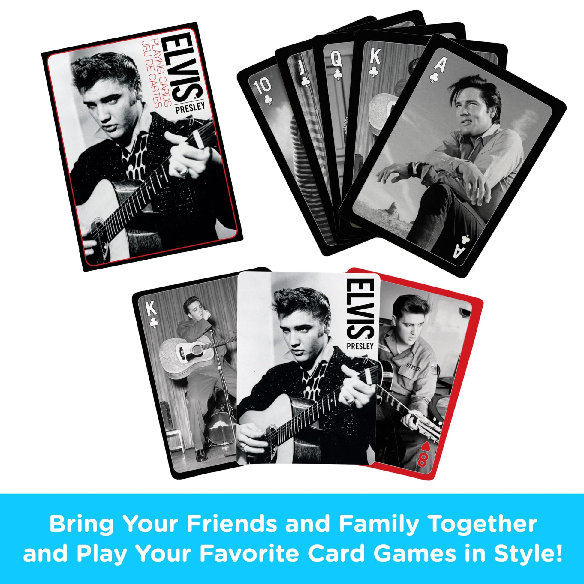 AQUARIUS Elvis Presley Playing Cards Standard Size - Themed Novelty Deck with 52 Unique Photo Designs - Collectible Merchandise Gift for Teens