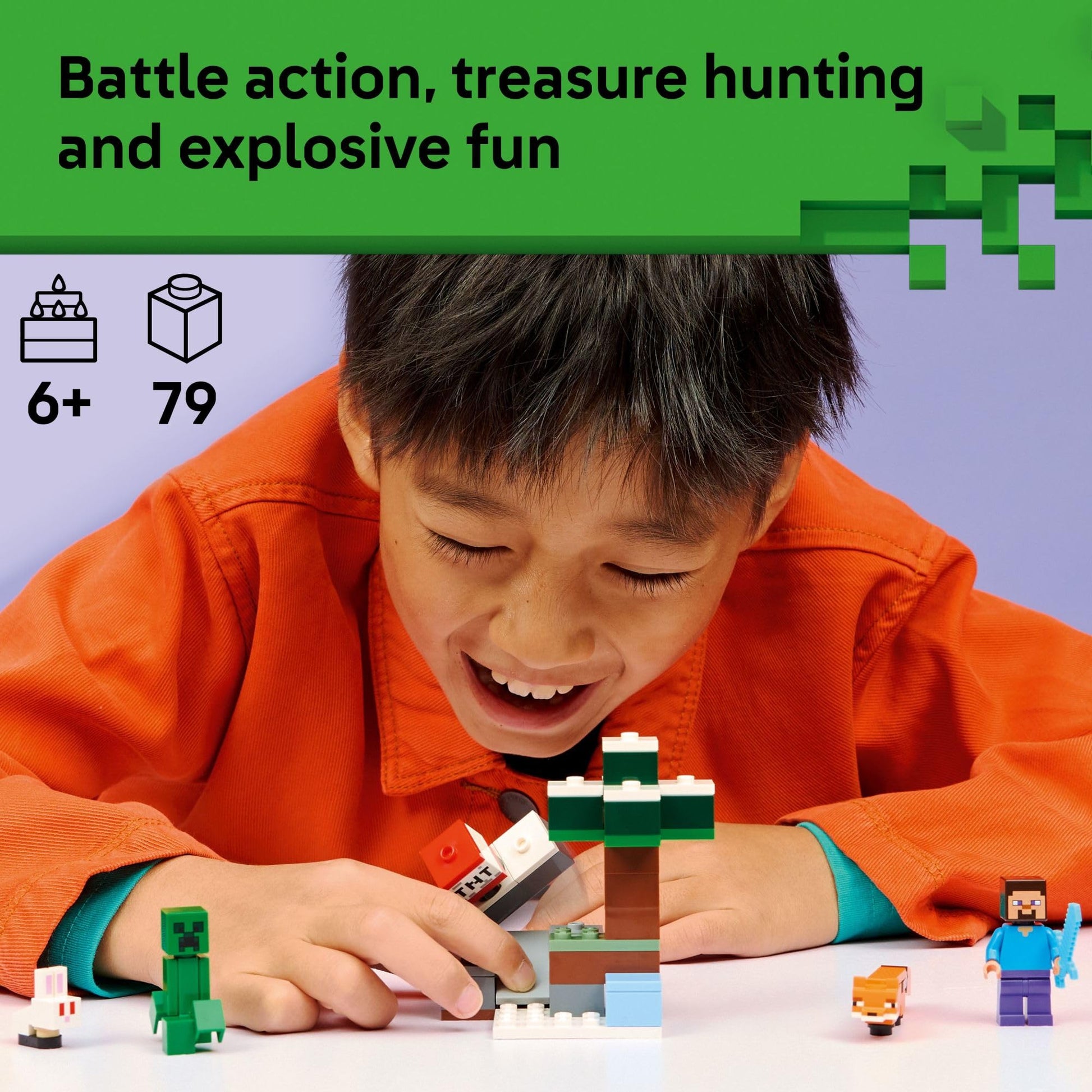 LEGO Minecraft Steve’s Taiga Adventure Building Toy for Boys & Girls - Video Game Playset & Toy Figures for Kids, Ages 6 + - W/2 Minifigures & 2