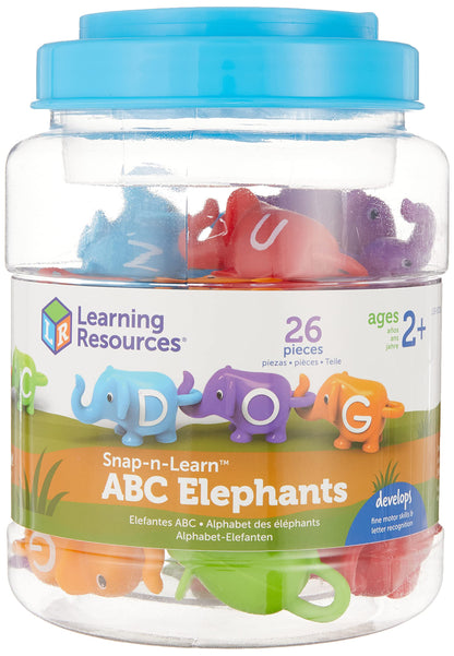 Learning Resources Snap-n-Learn ABC Elephants - Educational Alphabet Elephant Toy, Fine Motor Skills, Counting and Sorting, Toddler Montessori Toys