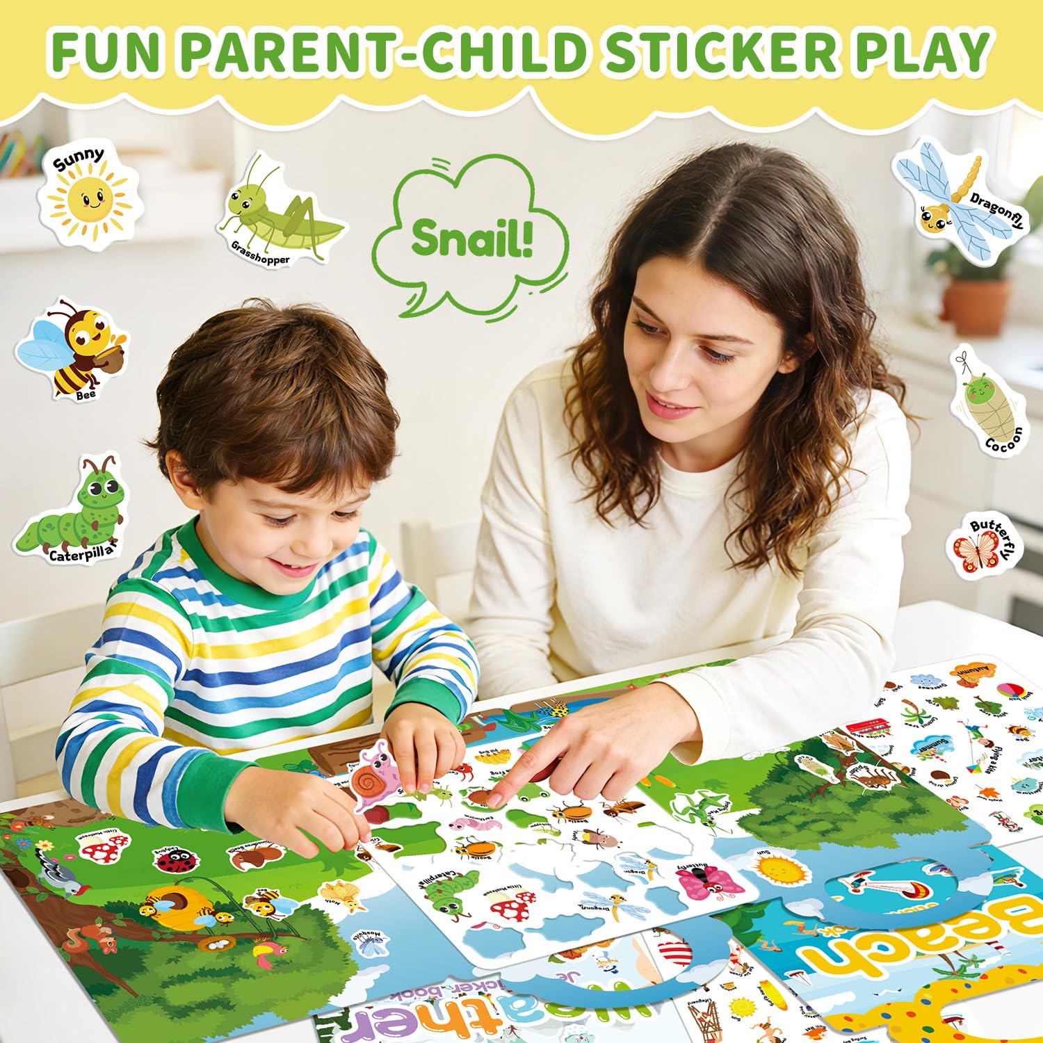 CREATIVETREES 6 Sets Reusable Sticker Book for Toddlers 3-6, Jelly Sticker Books for Toddler, Travel Sticker Activity Toys for Kids 3 4 5 6 Years Old