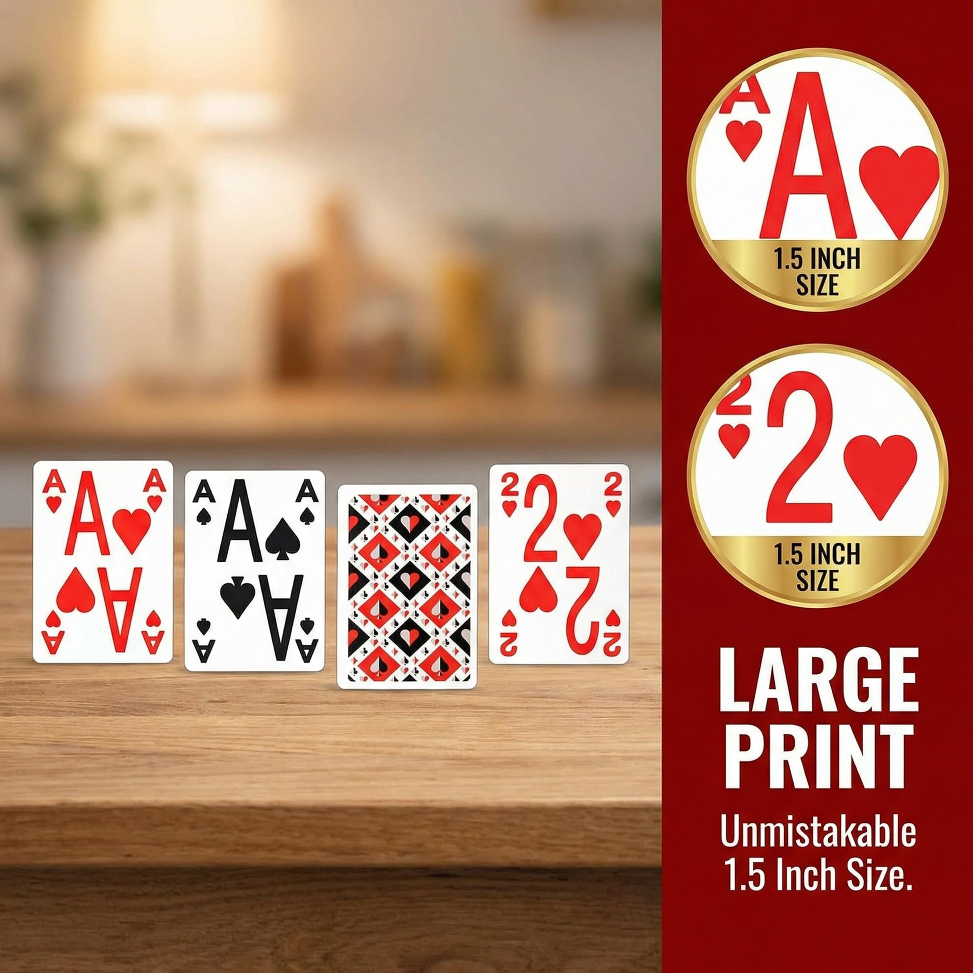 2 Pack Large Print Playing Cards - Low Vision Easy to Read Deck, Large Font Poker Cards for Seniors & Visually Impaired Adults, Large Print Playing