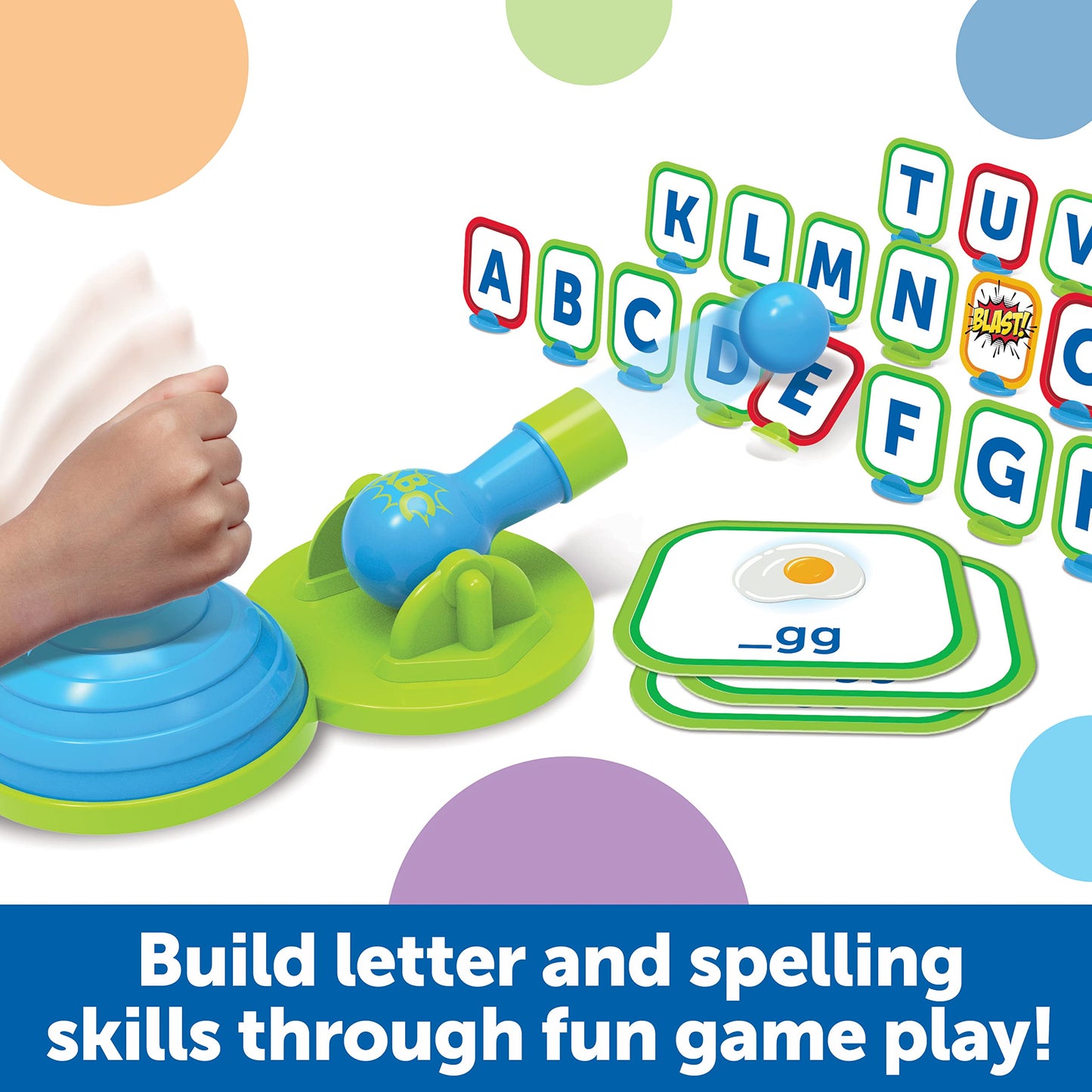 Learning Resources Alphablasters Letter and Spelling Game - 85 Pieces, Ages 4 and Up Toddler Preschool Learning, Educational Indoor Games, Preschool