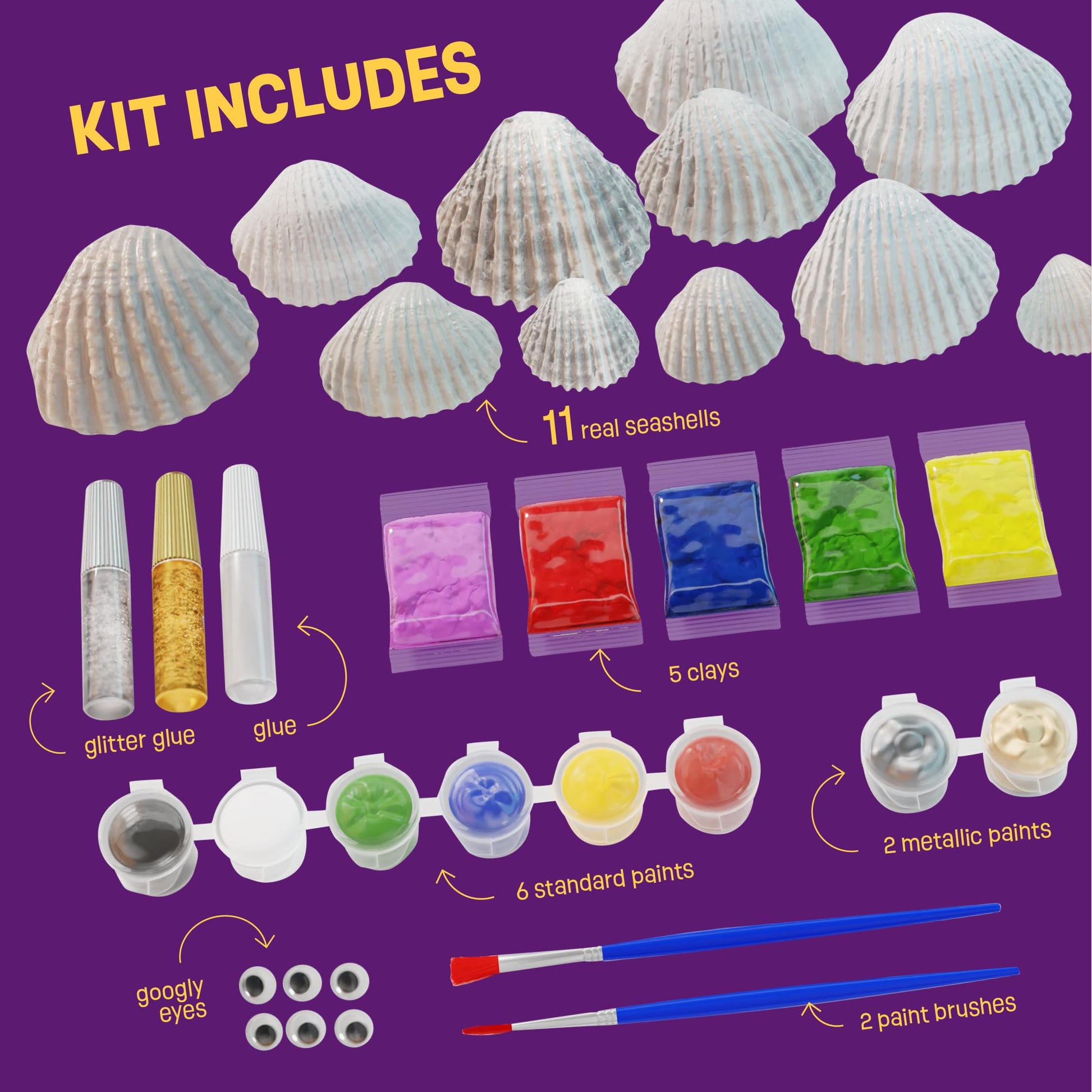 Dan&Darci Kids Sea Shell Painting Kit - Arts & Crafts for Kids - Gifts for Boys and Girls Ages 6-8, 8-12 - Craft Activities Kits - Creative Art