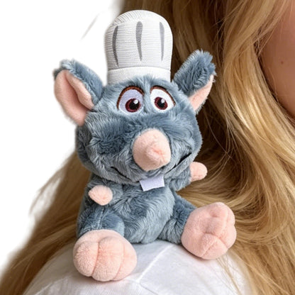 HSEFOGC 6" Magnetic Chef Rat Plush - Shoulder Riding and Hanging Keychain Toy