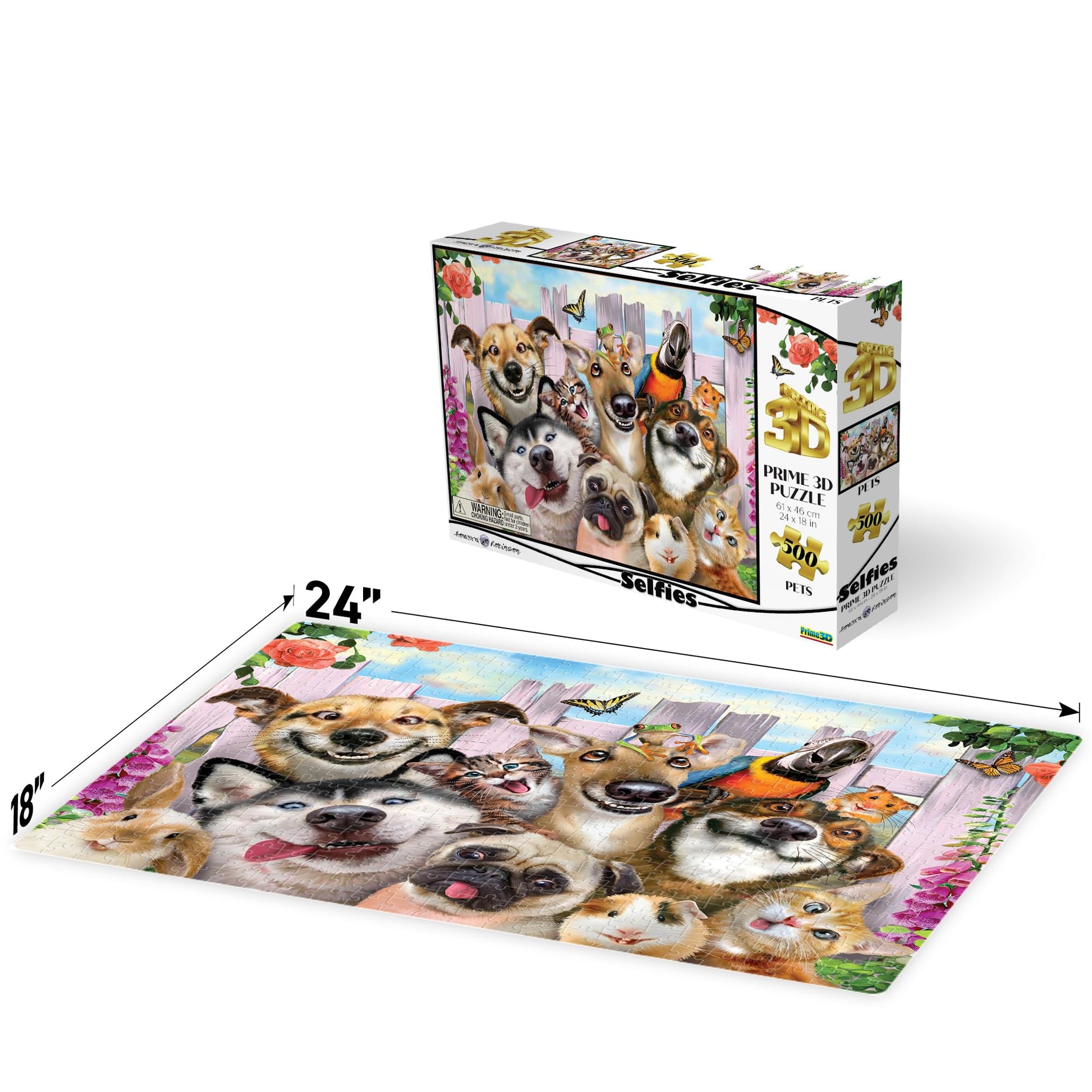 Prime 3D | Selfies Howard Robinson | Pet | 500 Piece 3D Jigsaw Puzzle for Adults and Kids | Finished Size 24" x 18" | Challenging & Fun for Adults